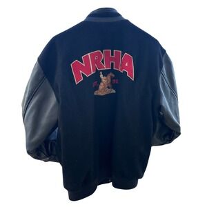 NRHA Varsity Leather Jacket Vintage Unisex Medium